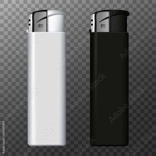 Lighter. Realistic lighter isolated on transparent background. Vector promotional mockup