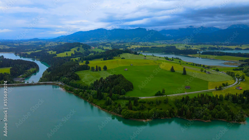 Amazing nature of Bavaria in the Allgau district of the German Alps - aerial view Amazing nature of Bavaria in the Allgau district of the German Alps - aerial view