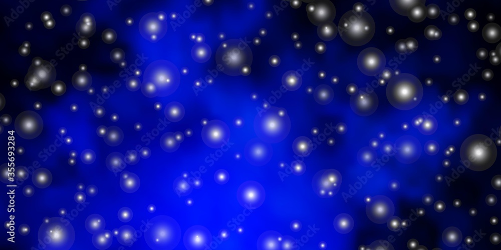 Dark BLUE vector background with small and big stars. Colorful illustration in abstract style with gradient stars. Pattern for websites, landing pages.