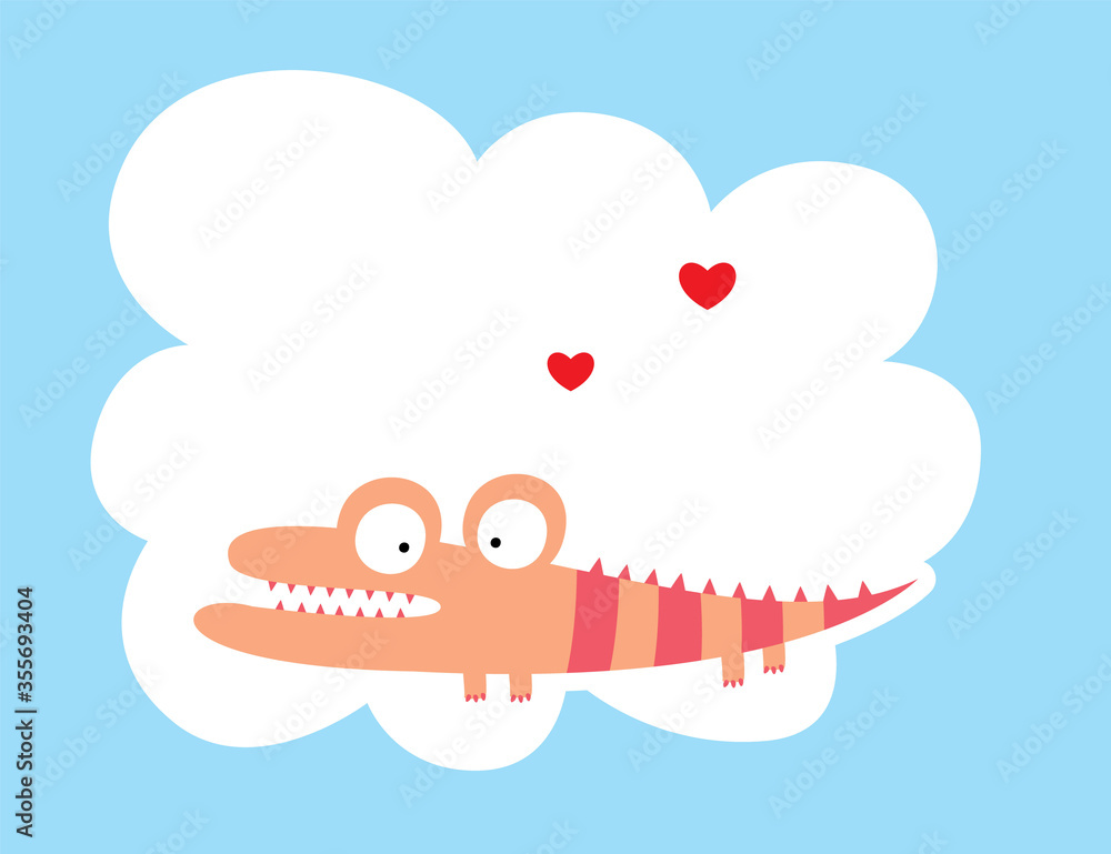 cute crocodile valentine card vector cute crocodile valentine card vector