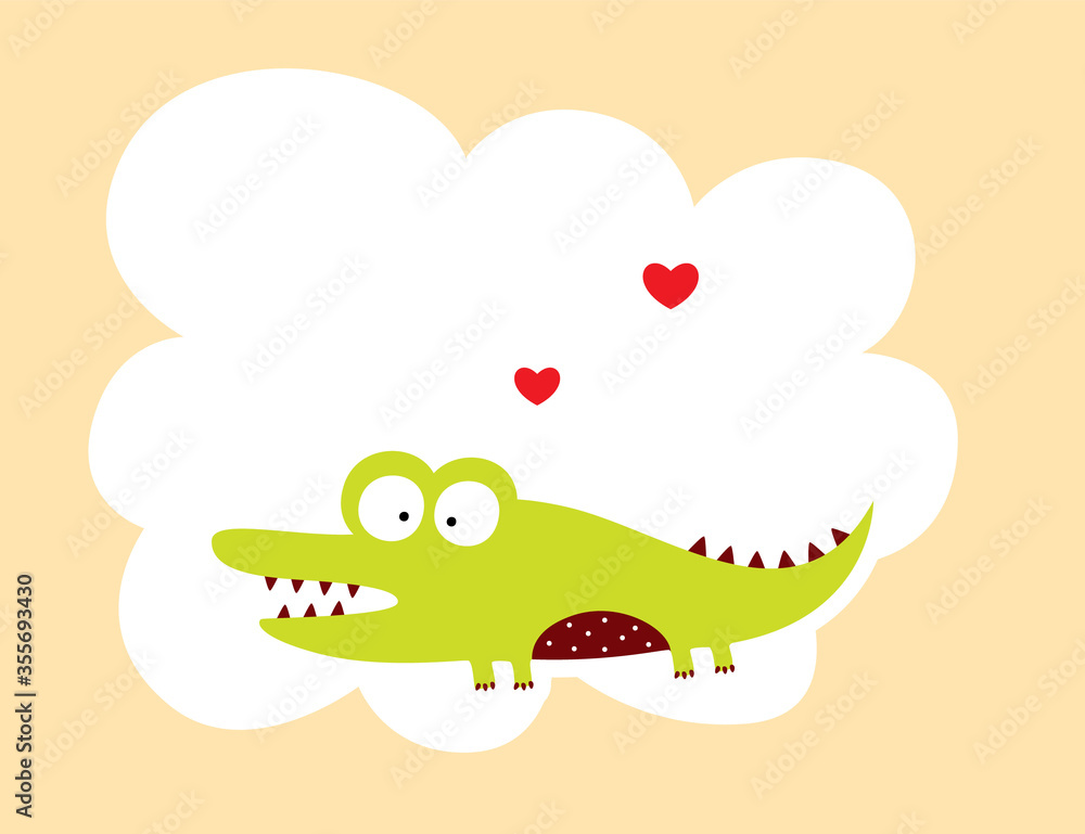 cute crocodile valentine card vector cute crocodile valentine card vector