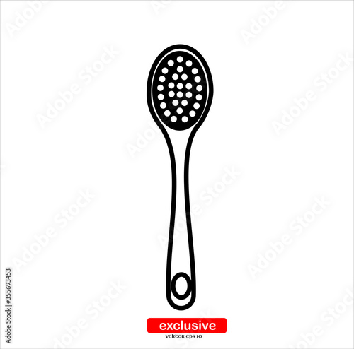 slotted spoon and a wooden spatula for frying icon.Flat design style vector illustration for graphic and web design.
