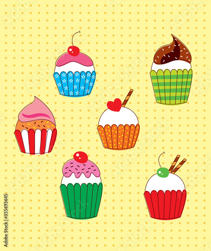 cute muffin and cupcake vector collection