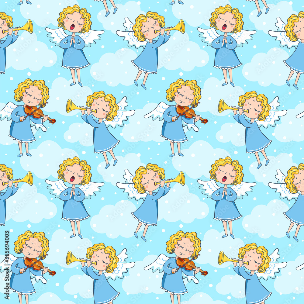 Seamless pattern of angels Seamless pattern of angels