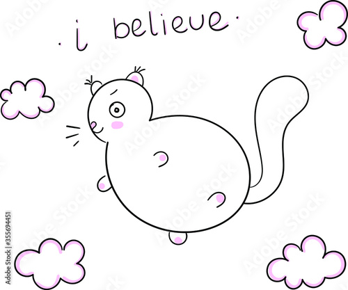 cute fat squirrel fly with sky. vector illustration
