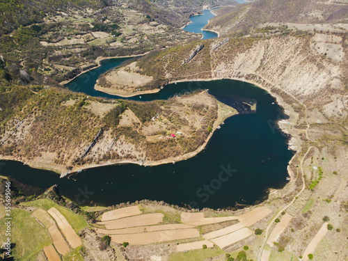 Zavoj lake near the Pirot town and Paklestica village in Serbia. Aerial view. photo