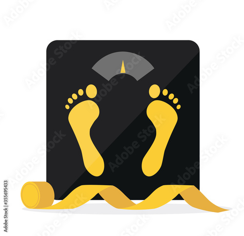 Illustration of body weight scale, with white background vector. Bathroom Floor Scales Icon Weight Measure Equipment Flat Vector Illustration