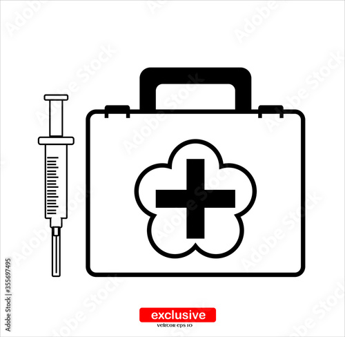 an injection first aid kit icon.Flat design style vector illustration for graphic and web design.