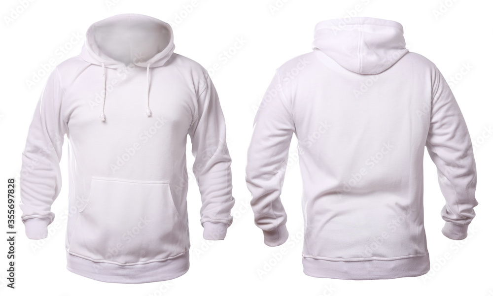 Set of stylish white hoodie sweater on isolated white background, front ...