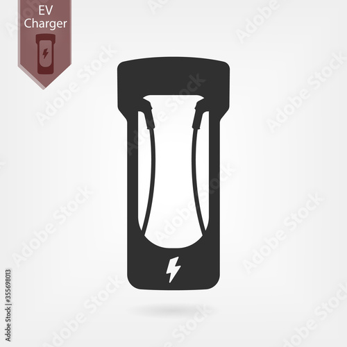 Vector electric car charging station icon. Simple outline flat design
