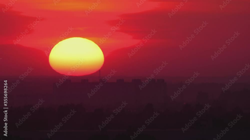 Sunset landscape over city skyline Sunset landscape over city skyline