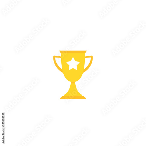 Gold trophy, winning cup with star isolated on white background.