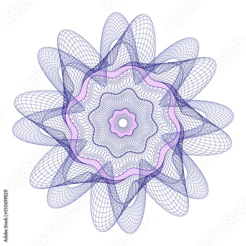 Watermark ,Guilloche rosetta  , design for  background for certificate, 