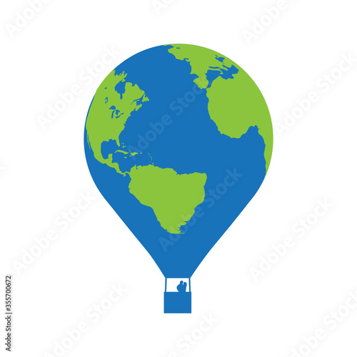 Planet Earth stylized as hot air balloon, vector