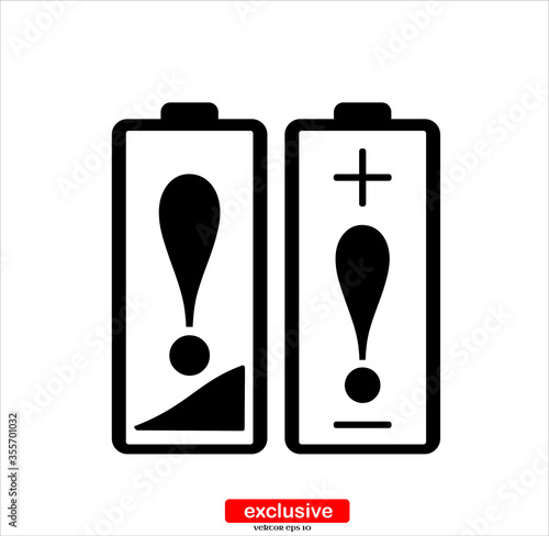 battery icon low and full charging .Flat design style vector illustration for graphic and web design.