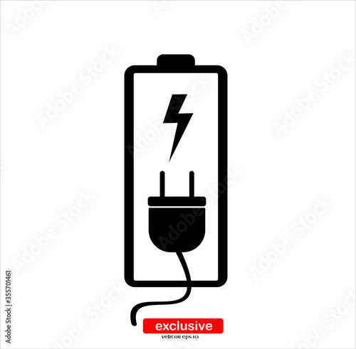 battery icon low and full charging .Flat design style vector illustration for graphic and web design.