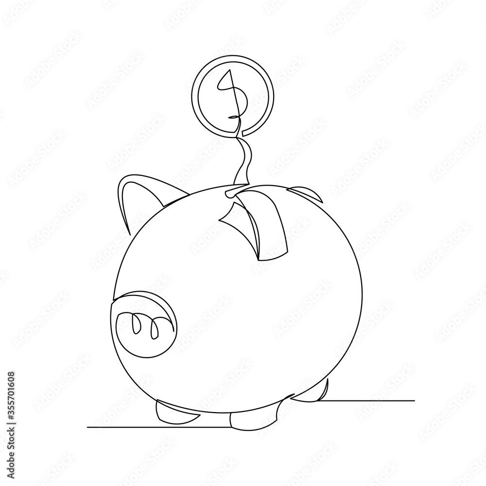 Piggy bank pencil painting illustration Stock Illustration by ©Sentavio  #83131166