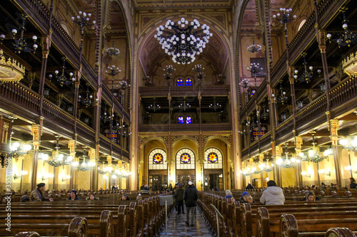 HUNGARY  BUDAPEST- January 22  2020 Interior view of the Jewish Synagogue in Budapest