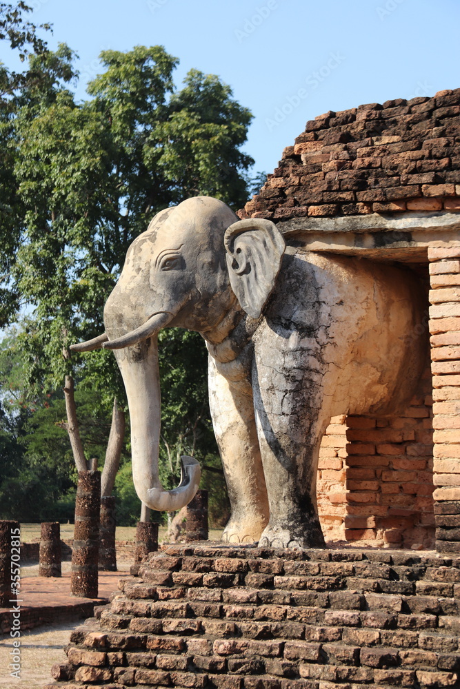 Éléphant du parc historique de Sukhothaï, Thaïlande	