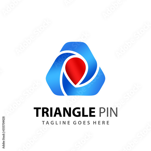 Free Download Abstract Gradient Triangle Pin Icon Logo Design Vector Illustration Template - GFXLoad