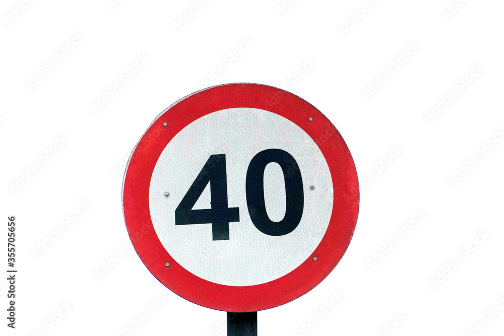 40kmps sign board isolated on white 40kmps sign board isolated on white