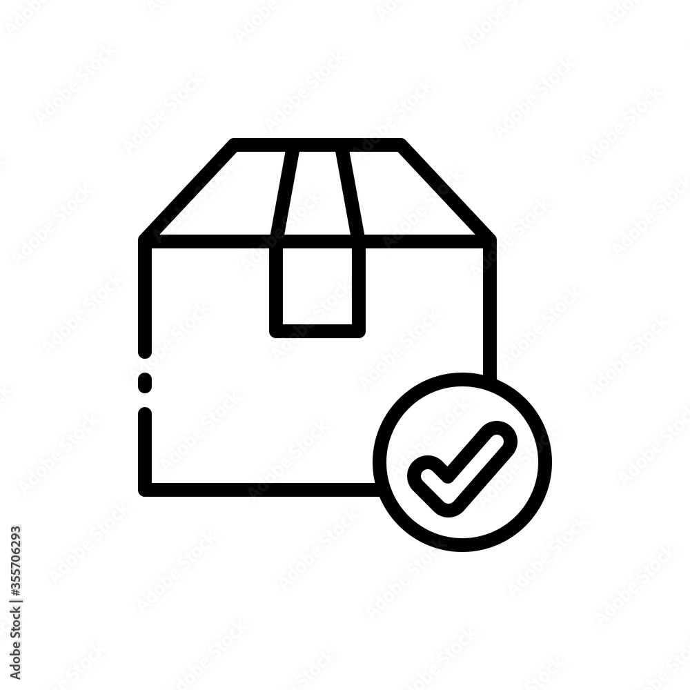Check mark with Box, Package, Parcel outline icons. Vector illustration. Editable stroke. Isolated icon suitable for web, infographics, interface and apps. Check mark with Box, Package, Parcel outline icons. Vector illustration. Editable stroke. Isolated icon suitable for web, infographics, interface and apps.