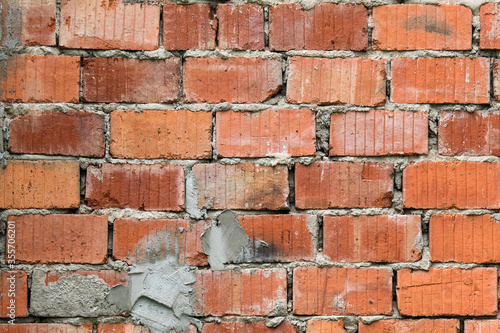 Rustikale, grob gemauerte Wand aus roten Backsteinen â€“ Banner, Copyspace, grafisches Element