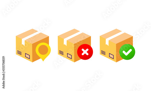 Delivery box, tracking order icon. Parcel, package location on isolated background. Eps 10 vector