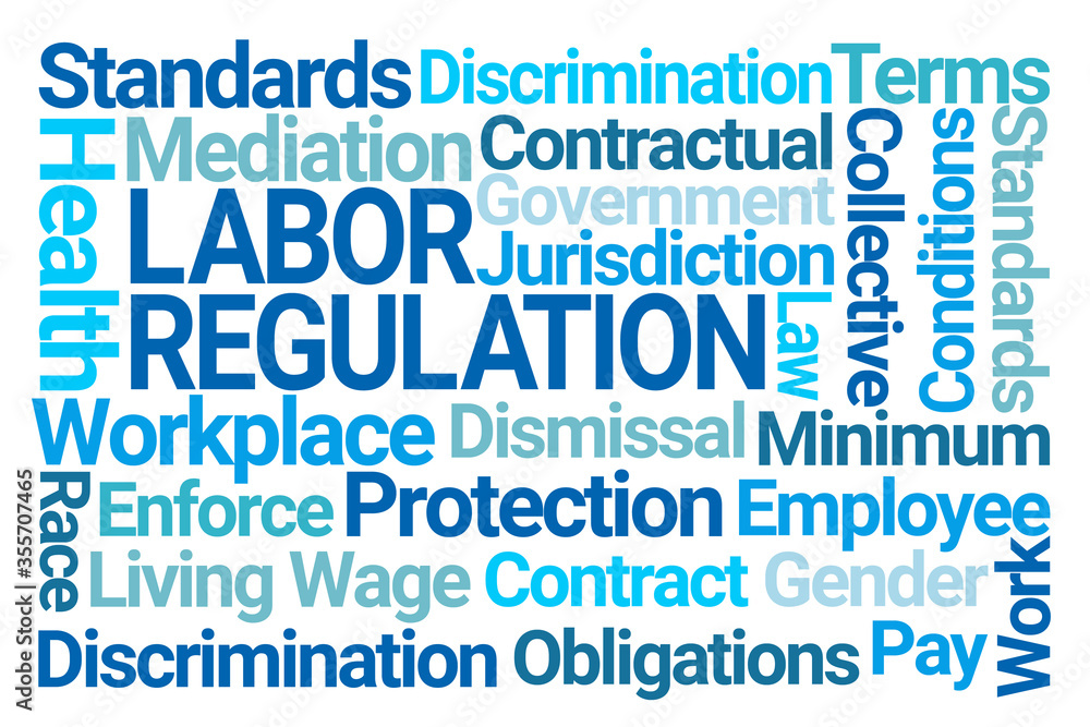 Labor Regulation Word Cloud on White Background Labor Regulation Word Cloud on White Background