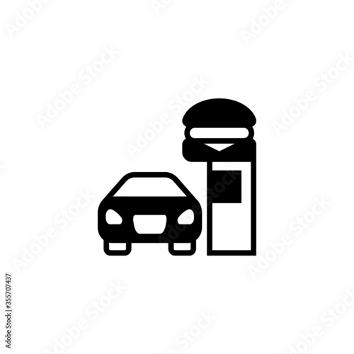 Drive through vector icon in black solid flat design icon isolated on white background