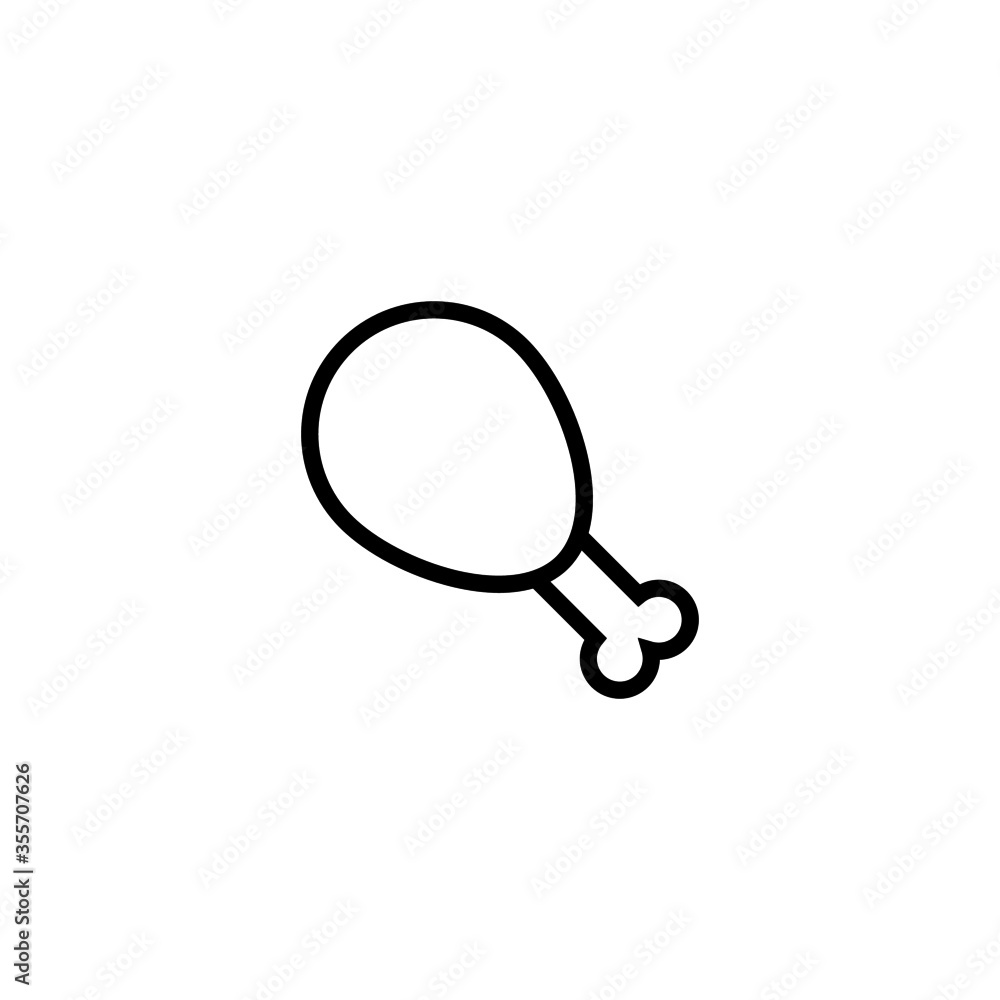 Fried chicken vector in linear, outline icon isolated on white background Fried chicken vector in linear, outline icon isolated on white background