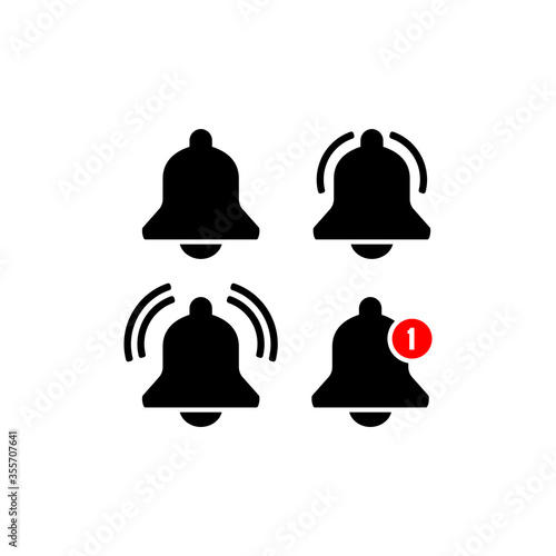 Notification bell icons set for incoming inbox message. Vector ringing bell. New message on isolated background. Eps 10 vector