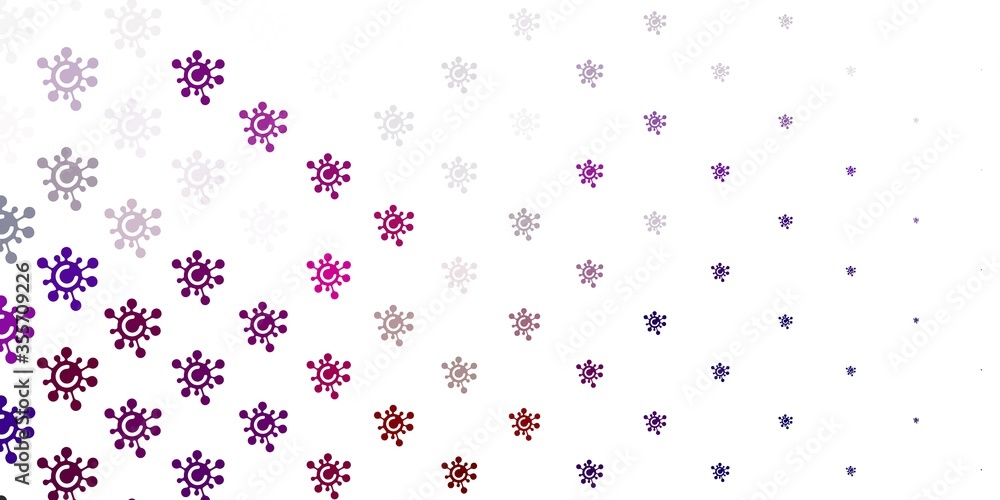 Light Pink, Red vector backdrop with virus symbols.
