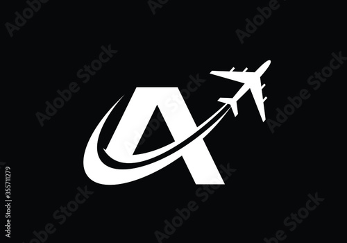 Aviation Letter A Logo, Aviation logo, Flying symbol. Flight icon