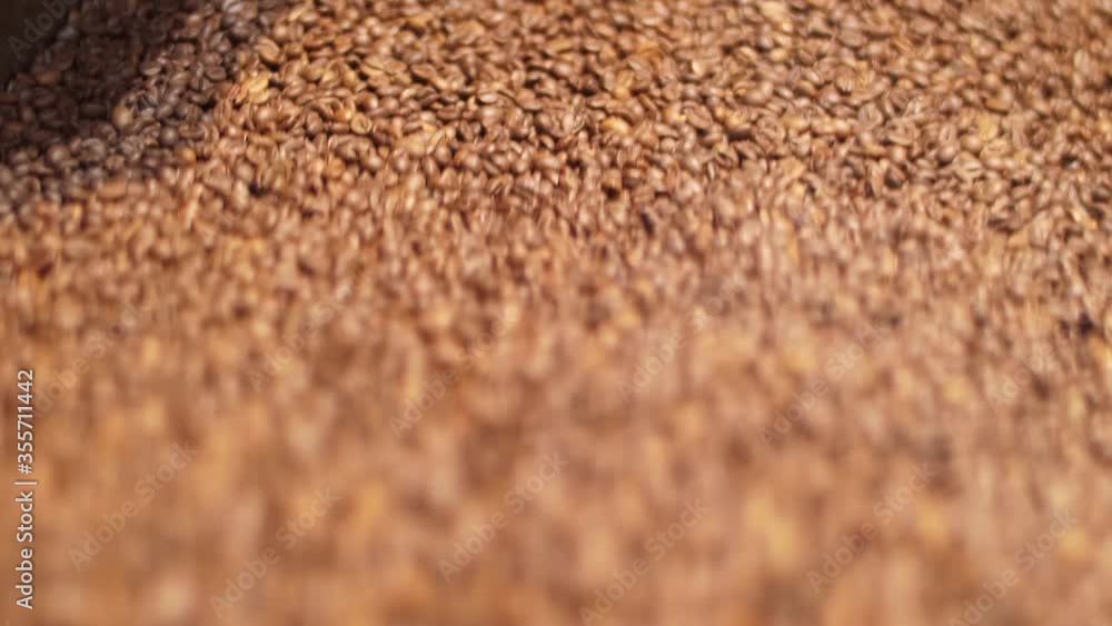 process of mixing and roasting coffee beans production slow motion process of mixing and roasting coffee beans production slow motion