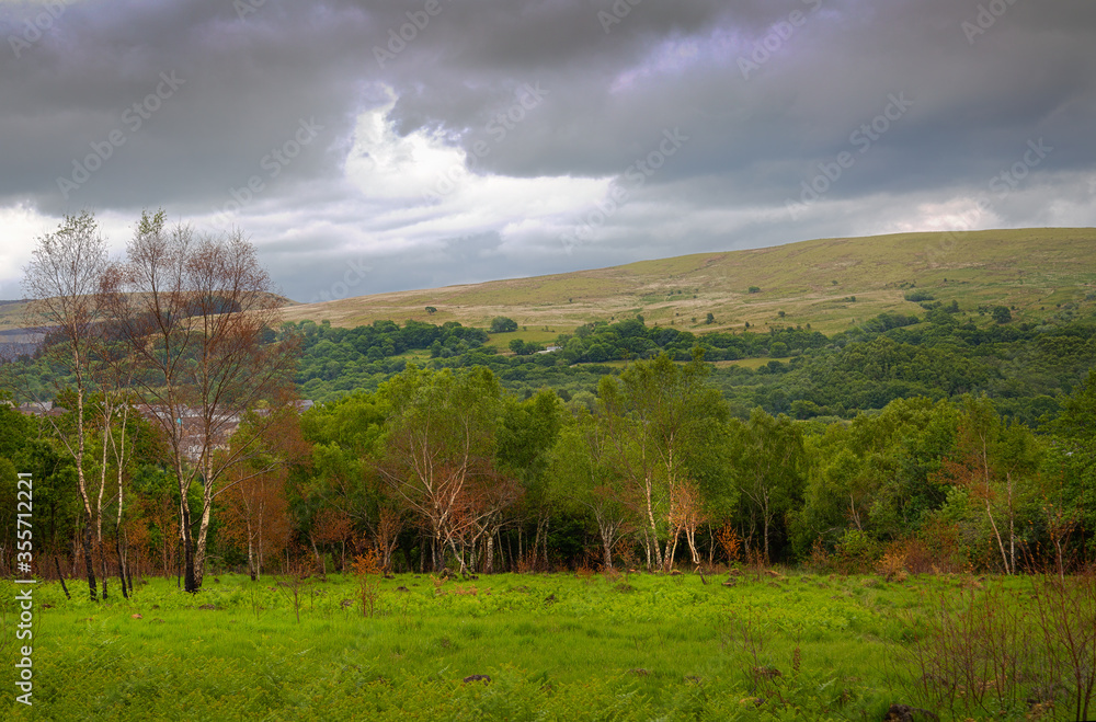 Views of the Brecon Beacons from Coronation Park in Ystradgynlais, South Wales UK