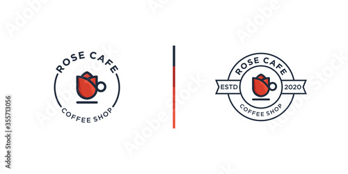 Rose coffee shop logo design template