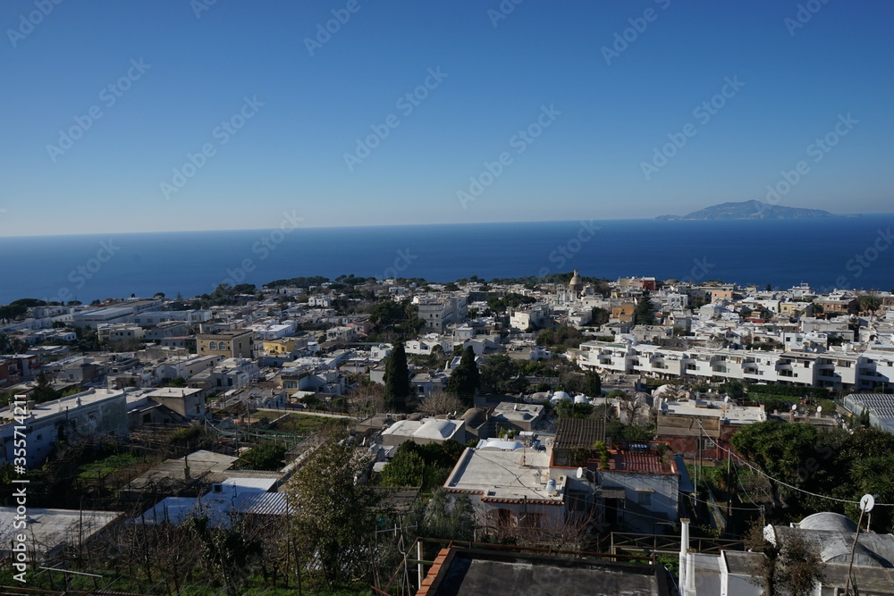Landscape of Capri Island with coastline, Blue Grotto, in Naples, Italy	