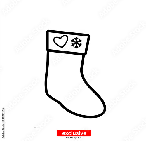 Christmas socks icon.Flat design style vector illustration for graphic and web design.