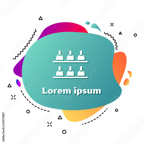 White Jurors icon isolated on white background. Abstract banner with liquid shapes. Vector Illustration