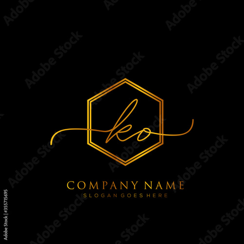 Initial letter KO Signature handwriting Logo Template Vector photo