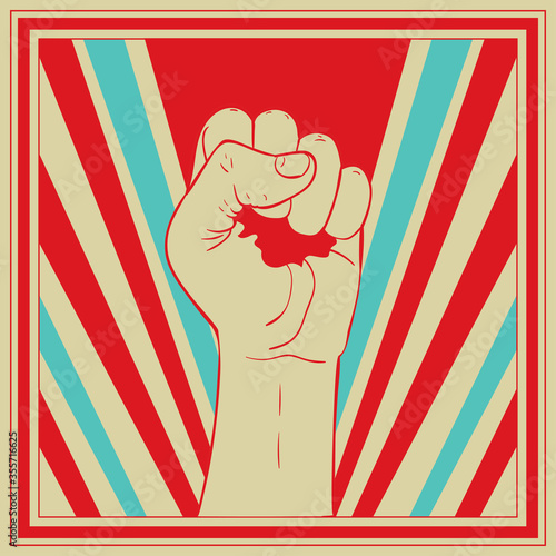 Fist raised up banner