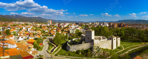 Aerial view of medieval fortress Pirot, in Pirot town in Serbia