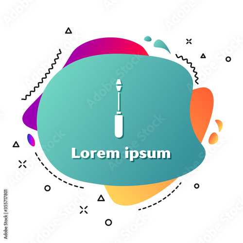 White Screwdriver icon isolated on white background. Service tool symbol. Abstract banner with liquid shapes. Vector Illustration