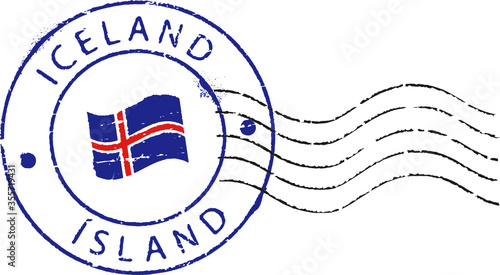Postal stamp ''Iceland''. English and icelandic quote.