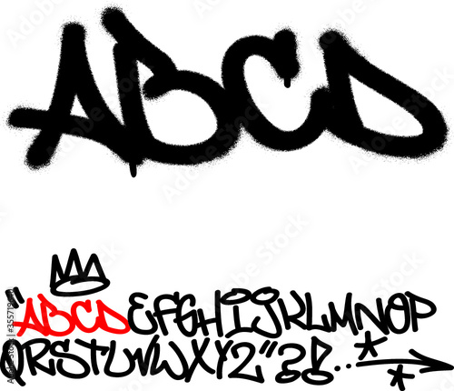 Spray graffiti tagging font. Letters   A      B      C      D  . Part 1 