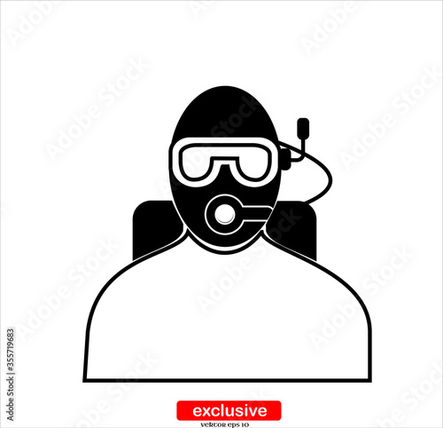 Diver icon.Flat design style vector illustration for graphic and web design. © icon