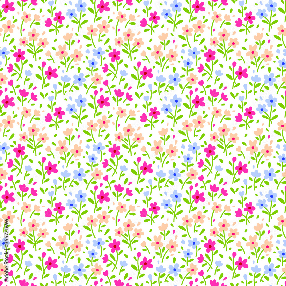 Floral pattern. Pretty flowers on white background. Printing with small multicolor flowers. Ditsy print. Seamless vector texture. Spring bouquet. Floral pattern. Pretty flowers on white background. Printing with small multicolor flowers. Ditsy print. Seamless vector texture. Spring bouquet.