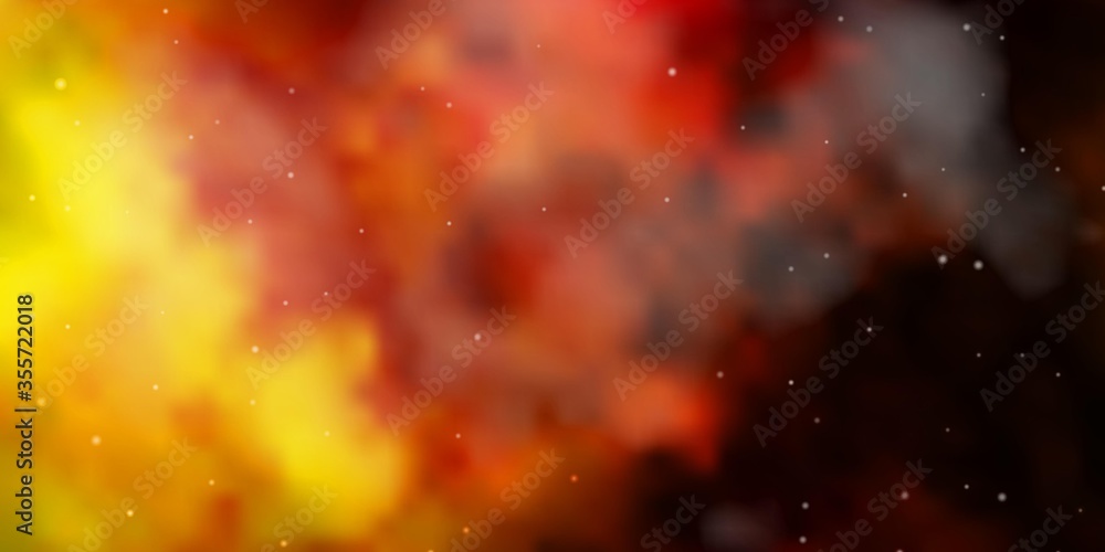 Obraz premium Dark Yellow vector template with neon stars. Shining colorful illustration with small and big stars. Design for your business promotion.