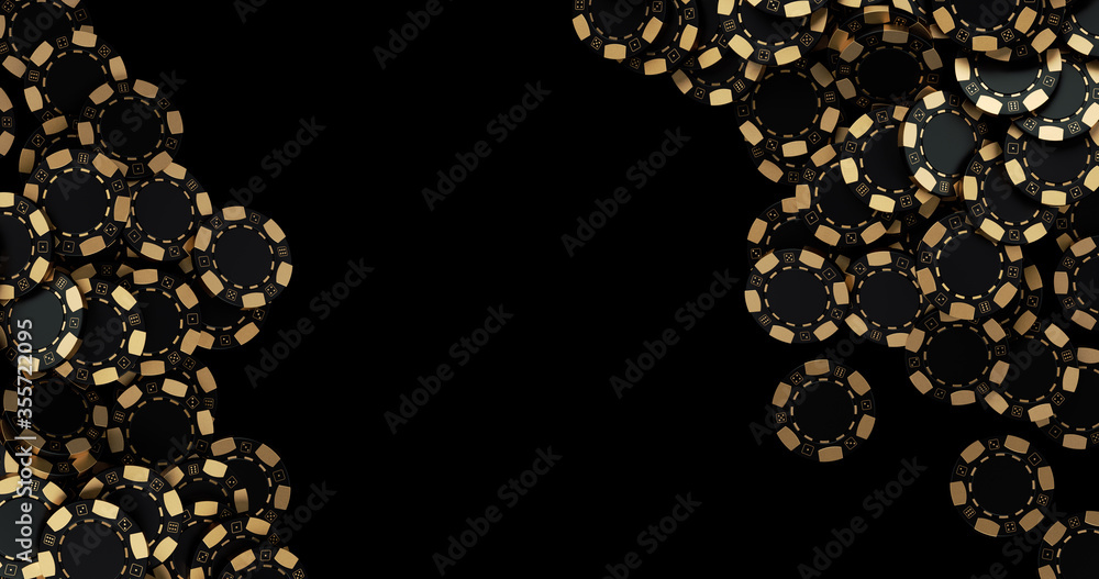 Bunch Of Golden And Black Poker Chips Wallpaper, Background, 3D Illustration Bunch Of Golden And Black Poker Chips Wallpaper, Background, 3D Illustration